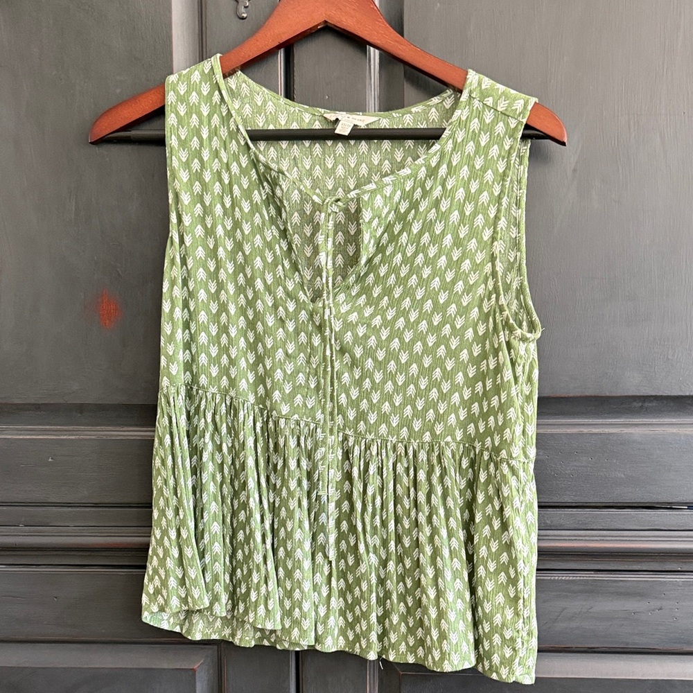 Lucky Brand Olive Sleeveless Blouse